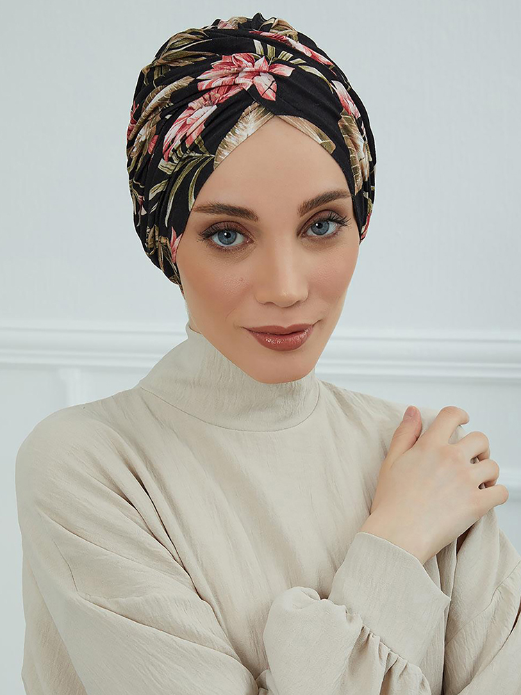 Turban instantané à fleurs pour femmes musulmanes, casquette Hijab islamique de turquie, couvre-chef arabe, écharpe de tête, accessoires pour cheveux, chapeau