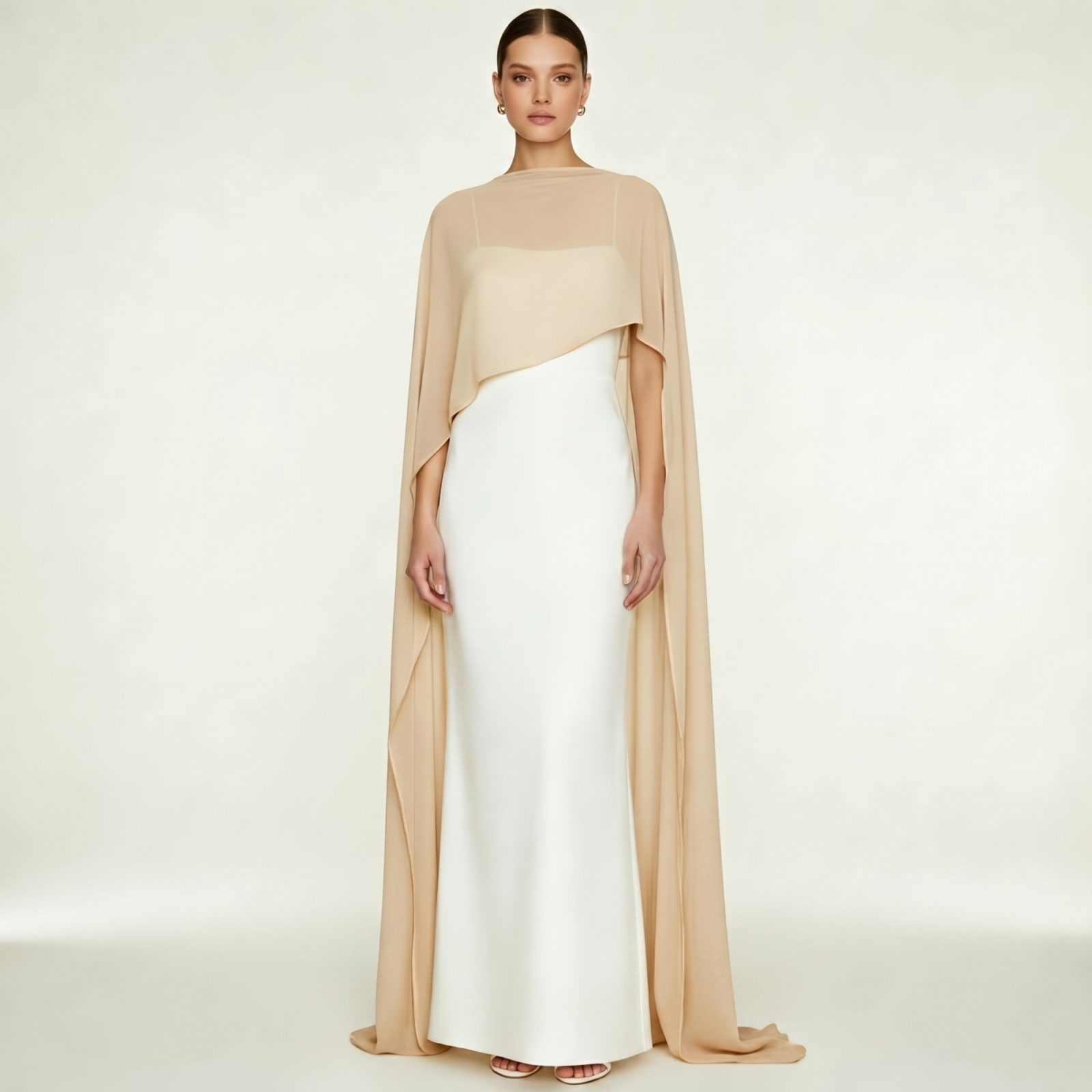 Blouse en mousseline transparente pour femme, cape longue, châle élégant, couvre-venteau, hauts de soirée, cape de fête