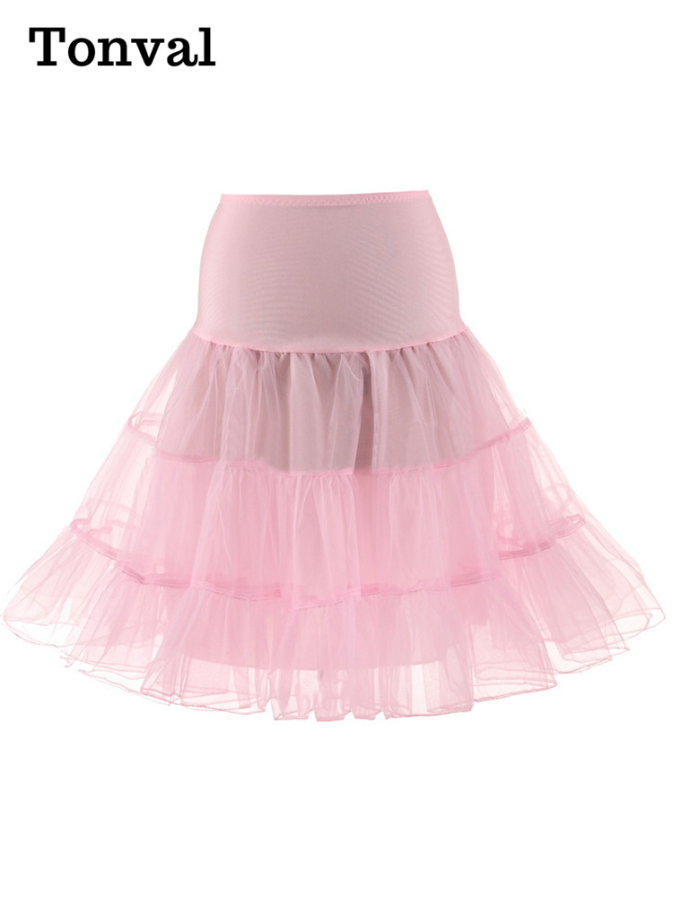 Tonval plissé Vintage Voile sous-jupe Ballet Tutu jupes pour femmes 50s rétro jupe mariage élégant fête jupon