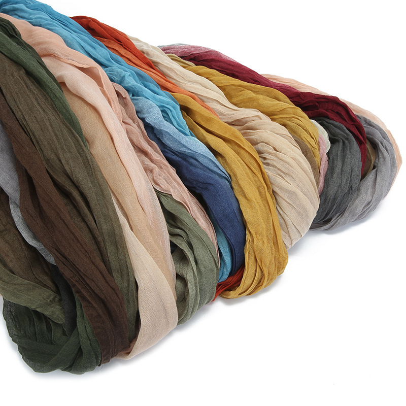 Écharpe froissée dégradée pour femmes filles étudiants, nouveaux foulards fins en Voile de coton Patchwork, châle en tricot doux, châles enveloppants pour femmes