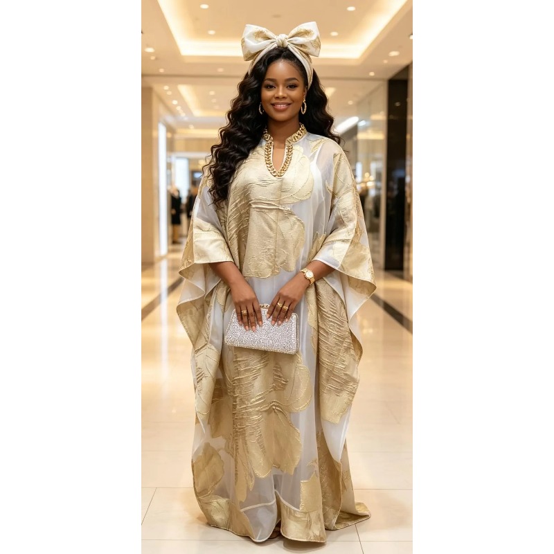Tenue africaine pour femmes, abaya brodée, grande taille, robe élégante pour fêtes et églises