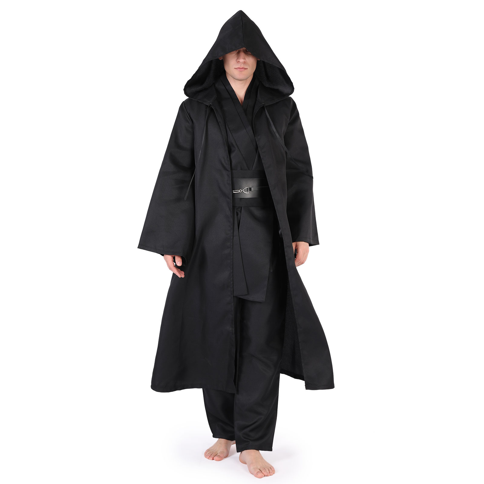 Cafele Halloween tunique Costume ensemble Cosplay tenue Jedi chevalier marron blanc Robe à capuche Obi Wan noir Cosplay Costume pour adulte