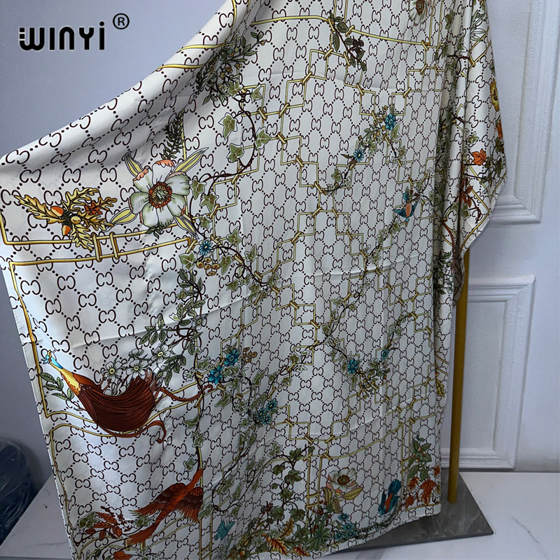 WINYI-Robe de Turquie de Luxe pour Femme Musulmane, Style Bohème, avec Lettres Imprimées, Dubaï, Taille Libre, Design Maxi, Africain, Élégant, 2024