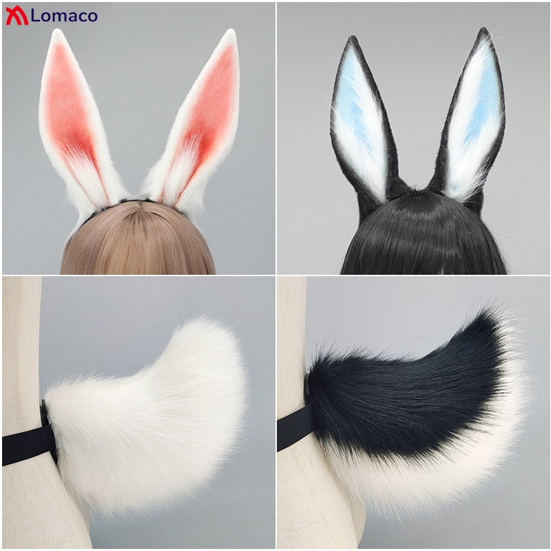 Bandeau oreilles de lapin en peluche, queue de lapin, Cosplay, coiffure de fête pour femmes, spectacle de bande dessinée, accessoires de Costume