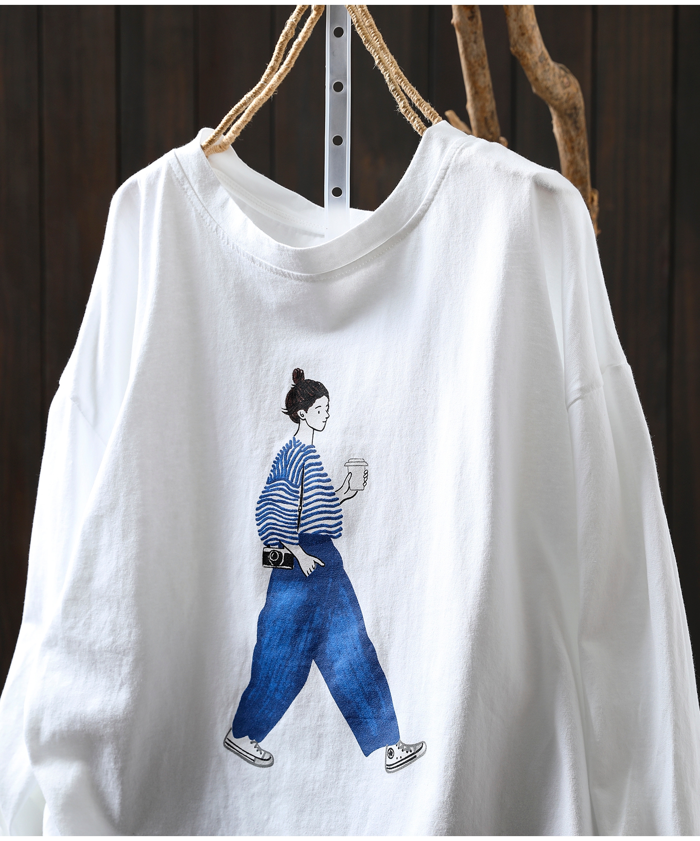 Automne femmes T-shirt 2025 nouveau décontracté col rond imprimé à manches longues pulls rétro hauts