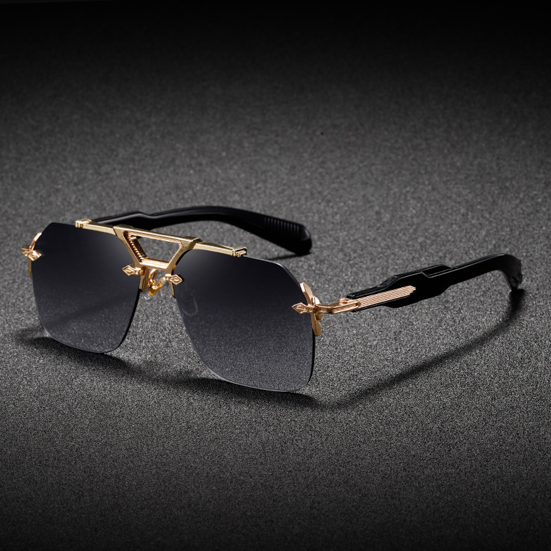 Marque de luxe classique carré sans monture lunettes de soleil hommes femmes rétro Vintage Punk lunettes de soleil surdimensionné nuances métal cadre lunettes