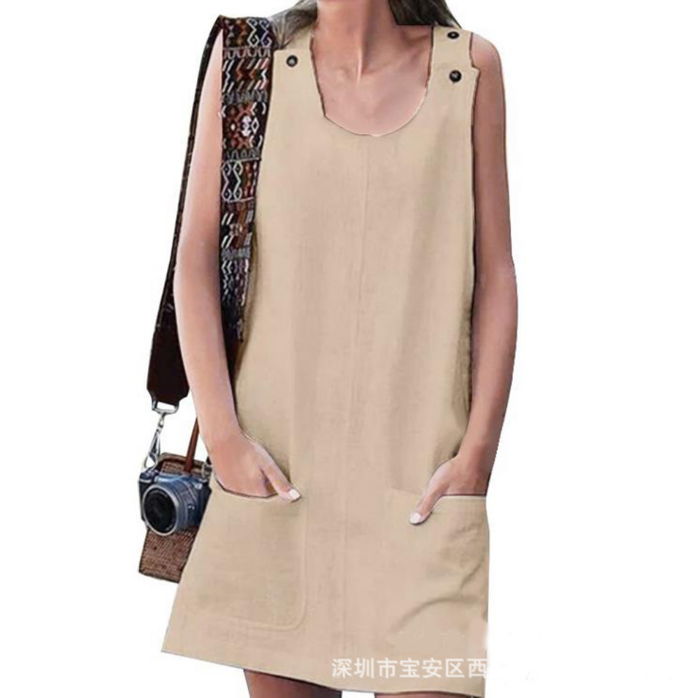 Robe d'Été en Coton et Lin pour Femme, Streetwear Décontracté, Vintage, Élégant, Y2k, Nouvelle Collection