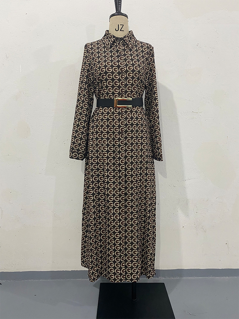 Robe musulmane grande taille pour femmes, robe imprimée à col chemise, manches longues, robes de soirée marocaines, Islam dubaï Abaya