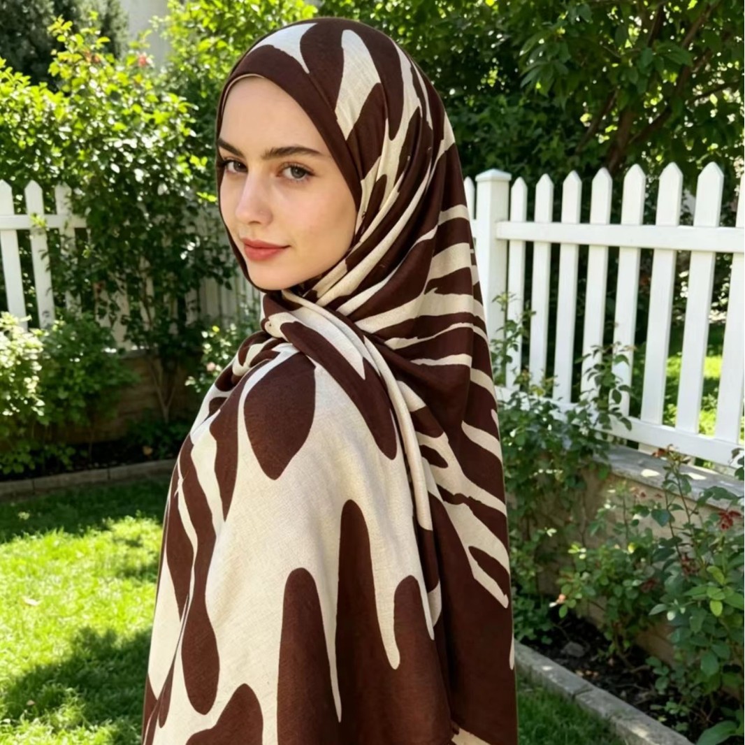 Hijab en coton jersey de haute qualité, style léopard bohème, hijab respirant en coton tricoté pour femmes, écharpe douce pour la peau des femmes