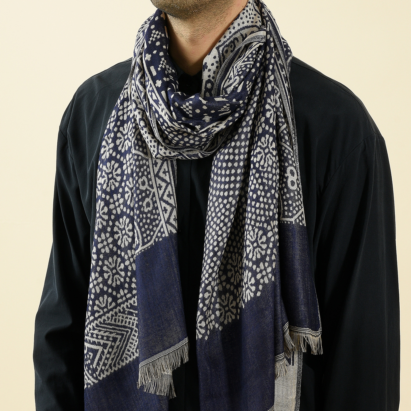 Paisley Pashmina mode hommes écharpe automne hiver chaud foulard noir marine hommes foulards mâle accessoires court gland Bufanda