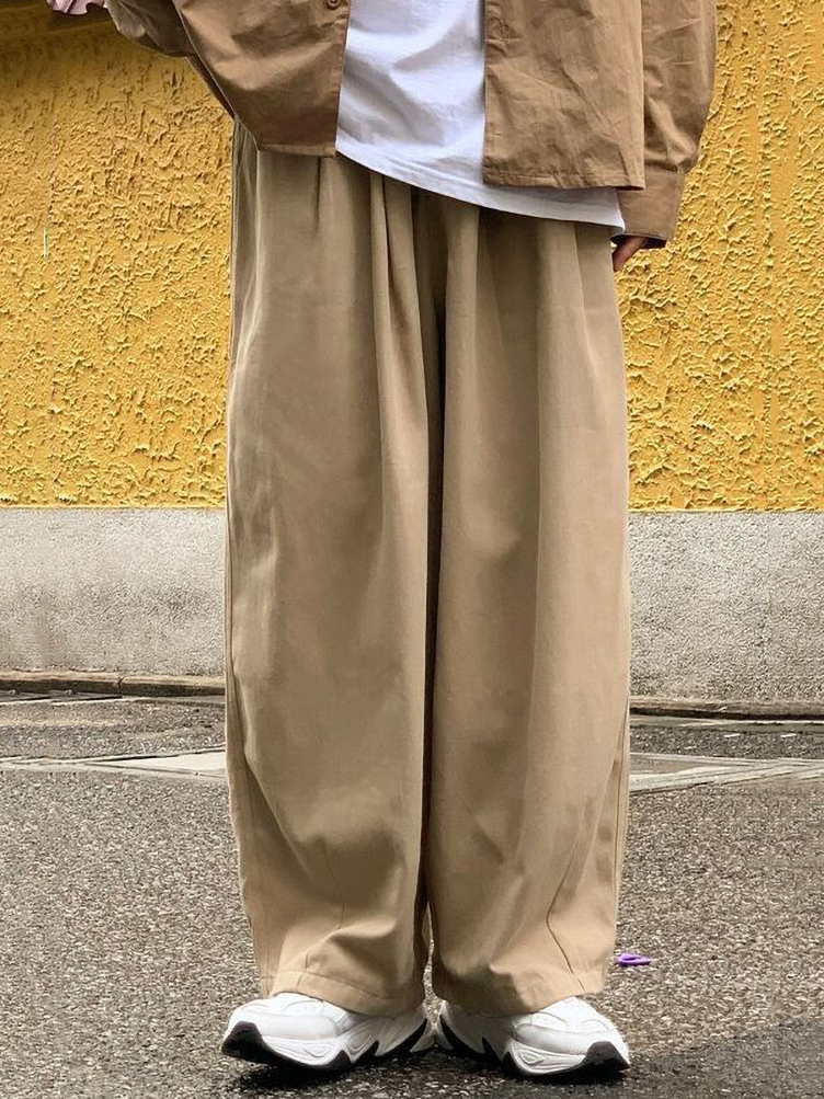Pantalon décontracté en coton à jambes larges pour hommes, ample, surdimensionné, droit, longueur cheville, Long, coréen, nouvelle collection 2024