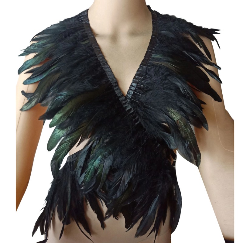 Cape gothique en plumes, châle, enveloppe d'épaule, col à nouer, haussement d'épaules, Costume d'halloween pour femmes et hommes