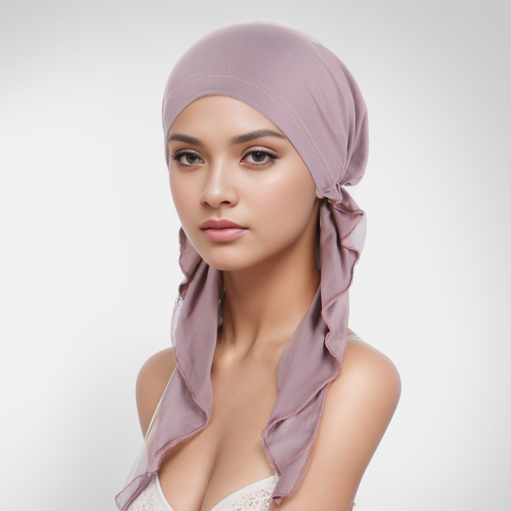 Couleur unie mode musulmane Hijabs Turban Bonnet longue queue bandeau élastique Hijab chapeaux respirant chimio casquette pour femmes filles