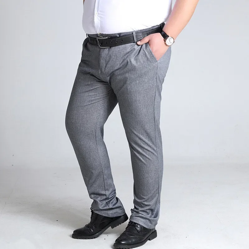Pantalon de travail pour hommes, grande taille, gris, noir, bleu foncé, élastique, droit, Business, grand 44 46 48 50 52 140KG, vêtements de bureau