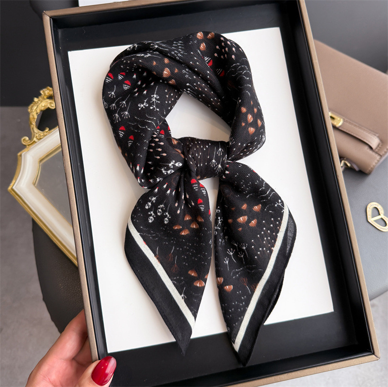 Foulard carré de luxe imprimé Floral pour femmes, châle Hijab élégant pour dames, pour voyage, tache douce, Imitation soie, foulard