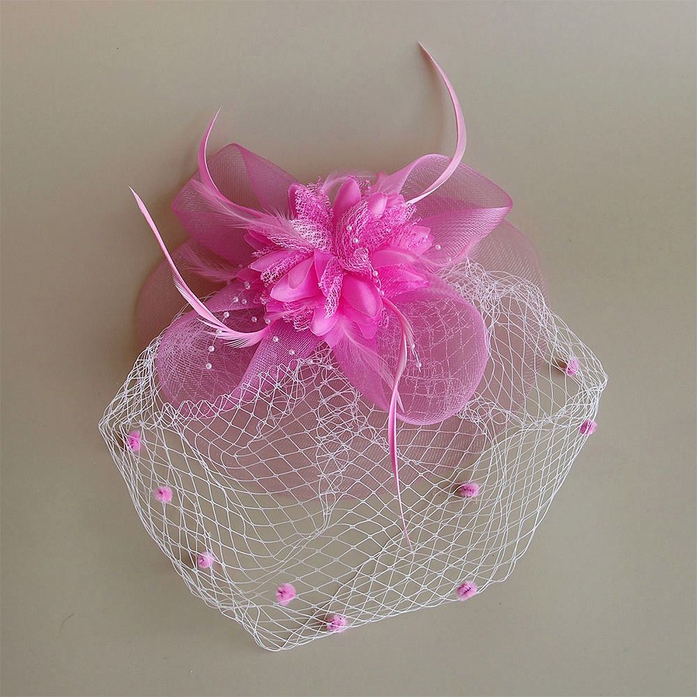 Décoration de cheveux fleur maille rétro pince à cheveux chapeau coiffure de mariée hôtesse de mariage haut-de-forme chapeaux Cocktail fête chapeaux
