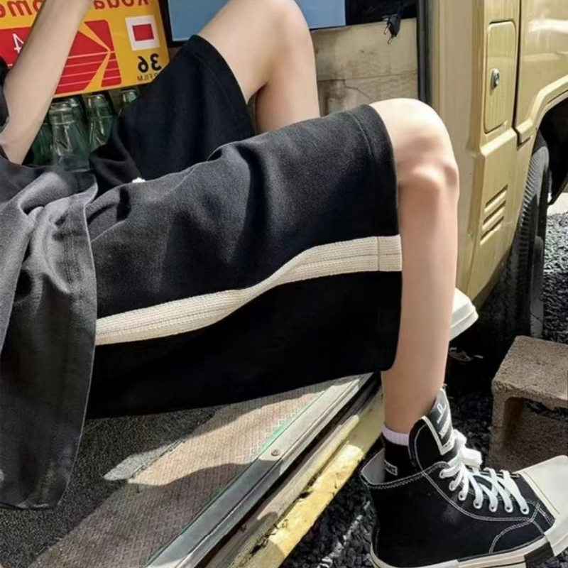 Short d'été à taille haute pour femmes, vêtement de sport à 5 points, jambes larges, longueur genoux, élastique, décontracté