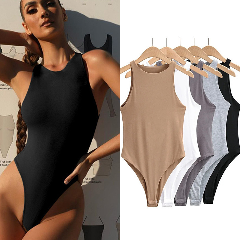 Body Sexy sans manches pour femmes, Streetwear, gaine, entrejambe, basique, solide, haut global, Slim, Goth, Ropa, moulant, une pièce