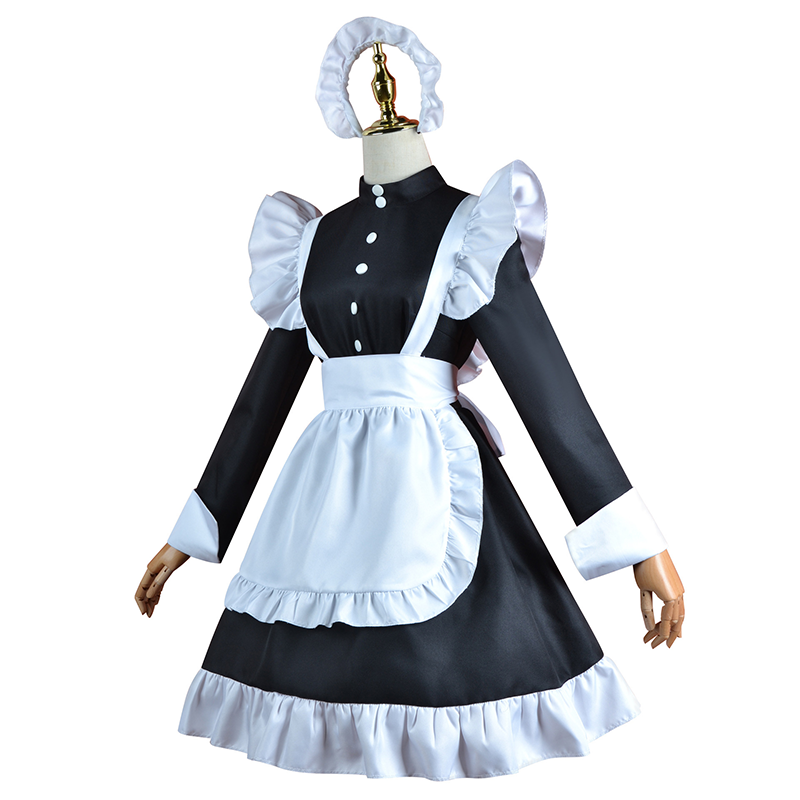 Robe de Costume de demoiselle d'honneur, longueur aux genoux, Lolita douce Halloween pour femmes, servante Ouji Kodona, tablier de femme de ménage mignon, tenue Vintage pour adultes