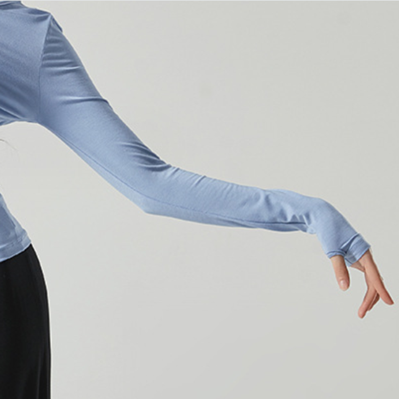 Vêtements de danse moderne pour adultes, col rond, manches de doigt, vêtements de pratique, ballet classique, vêtements de Y, femmes