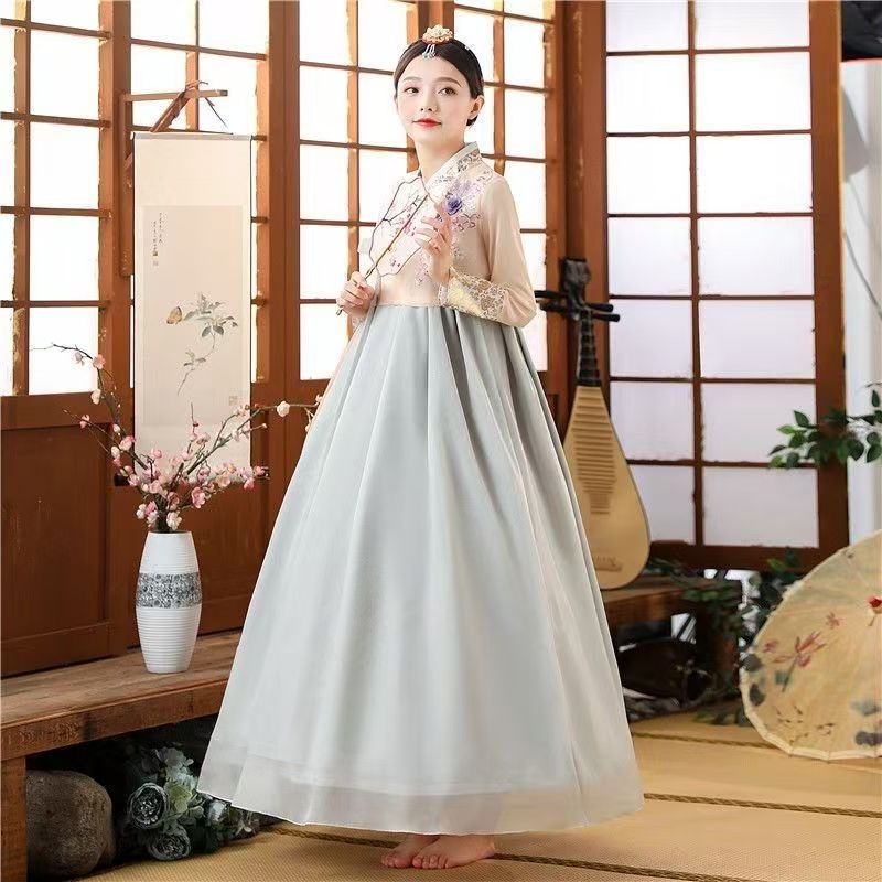 Robe Hanbok pour femmes, vêtements traditionnels coréens, Robe de palais ancien, col en v, Robe de mariée de spectacle national, Style Asien