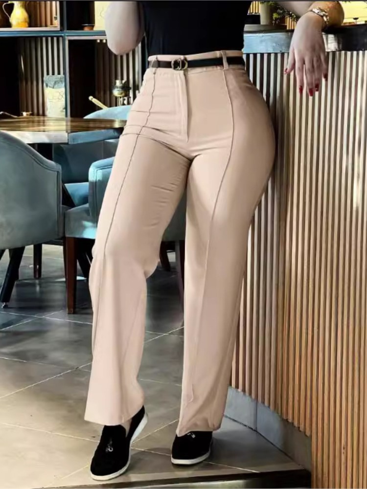 Pantalon femme printemps automne taille haute jambe droite pantalon de travail nouvelle mode solide pantalons longs coupe ajustée pantalon élégant femme
