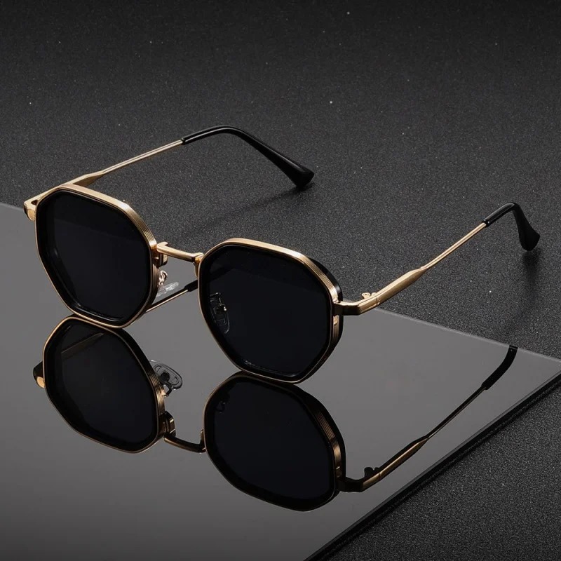 1 paire de lunettes de soleil unisexes rondes en métal, à la mode, vintage, irrégulières, style punk, pour homme et femme, classiques, UV400