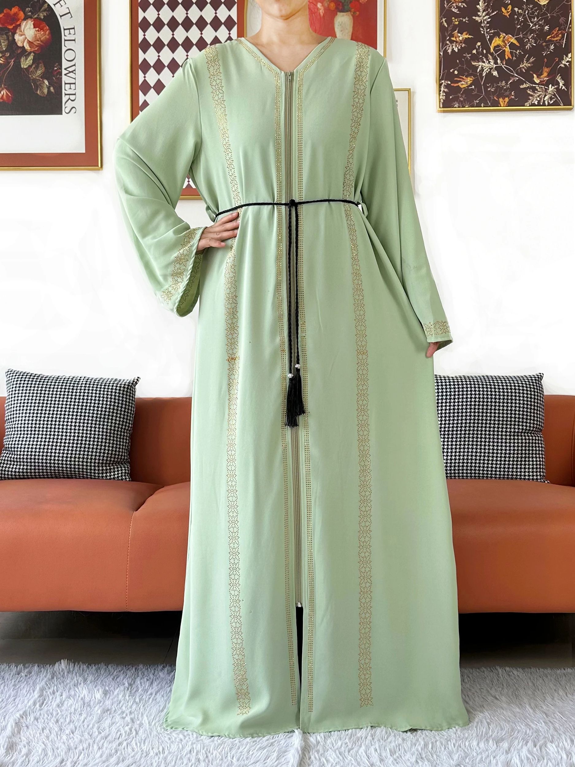 Abaya en mousseline de soie pour femmes, manches longues, ample, ouvert, vêtements islamiques musulmans, Style Cardigan, robes à la mode musulmane, nouvelle collection