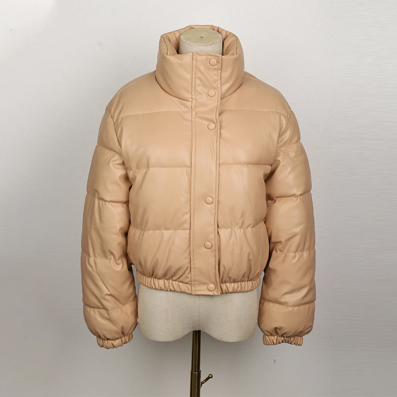 Parka d'hiver manteau femme veste épaisse chaude femmes mode noir PU cuir manteaux femmes élégant fermeture éclair Faux cuir vestes hauts