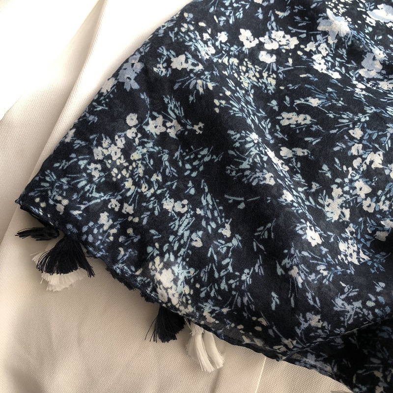 Nouvelle marque de luxe belle fleur gland coton Viscose châle écharpe dame de haute qualité enveloppement doux Pashmina étole Bufanda musulman Hijab