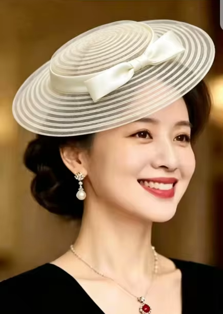 Chapeau de soleil britannique élégant rétro pour femmes, couvre-chef d'extérieur à la mode, avec nœud décoré, pour Banquet, nouvelle collection printemps été