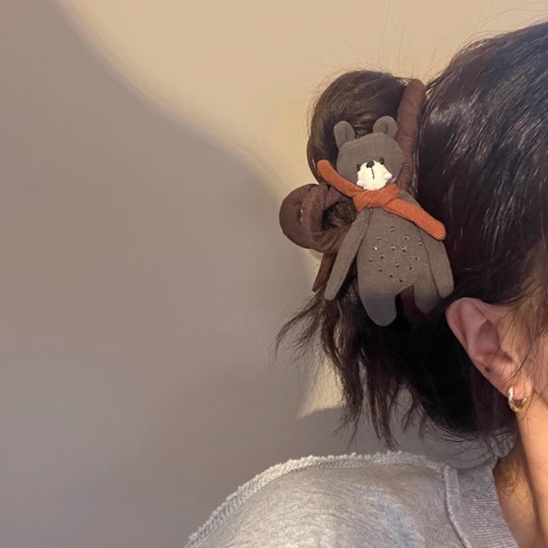 Écharpe ours AB pour attraper le visage, 1 pièce, Animal de dessin animé, coupe de cheveux haut de gamme, pince requin, accessoires pour cheveux, nouveau Style