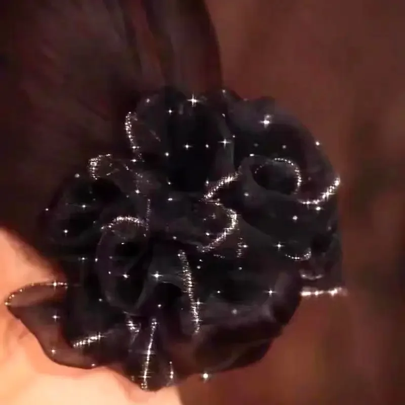 Grand bandeau de cheveux à haute élasticité, fleur élégante, ciel étoilé doré, Volume de cheveux, bandeau à bulles pour femmes