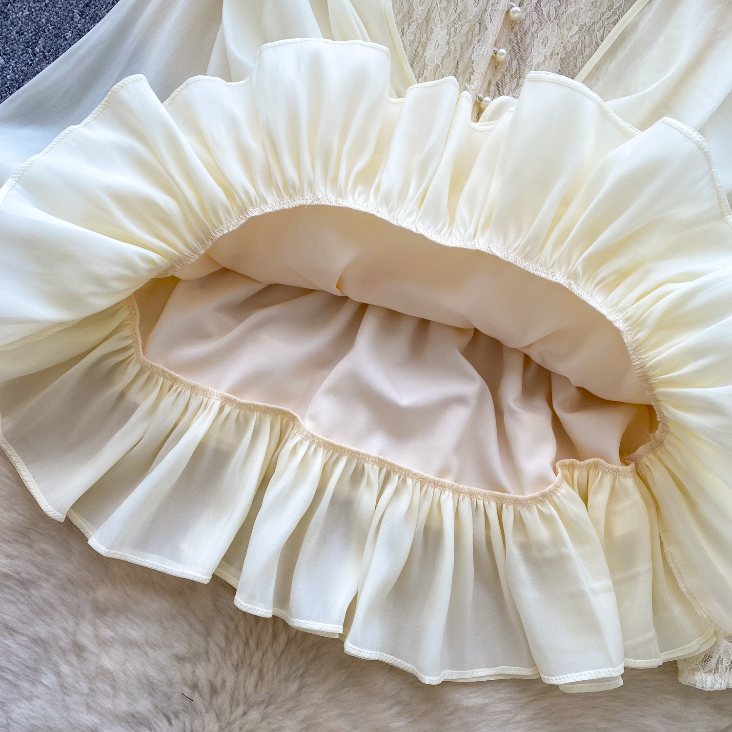 Robe de soirée en dentelle papillon, élégante, manches longues, Vintage, mode coréenne, vêtements pour femmes, ensemble deux pièces