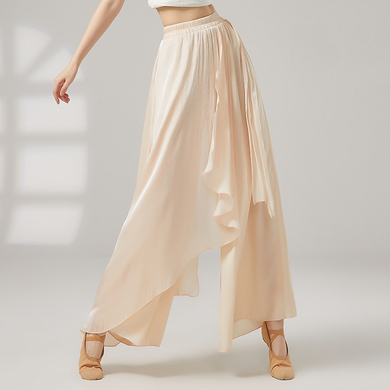 Vêtements d'entraînement de danse classique pour femmes, pantalons à jambes larges coulants, Costumes de danse pour filles adultes, pantalons longs de danse moderne