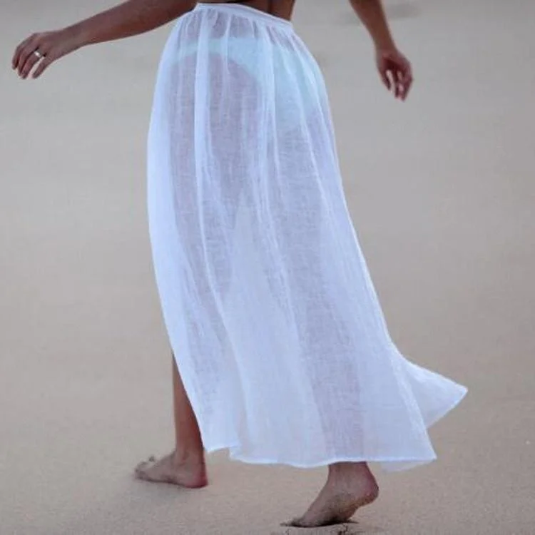 Robe de plage sexy à bandes, tunique de plage pour femme, paréo transparent pour maillot de bain, longue tunique de plage pour bikini