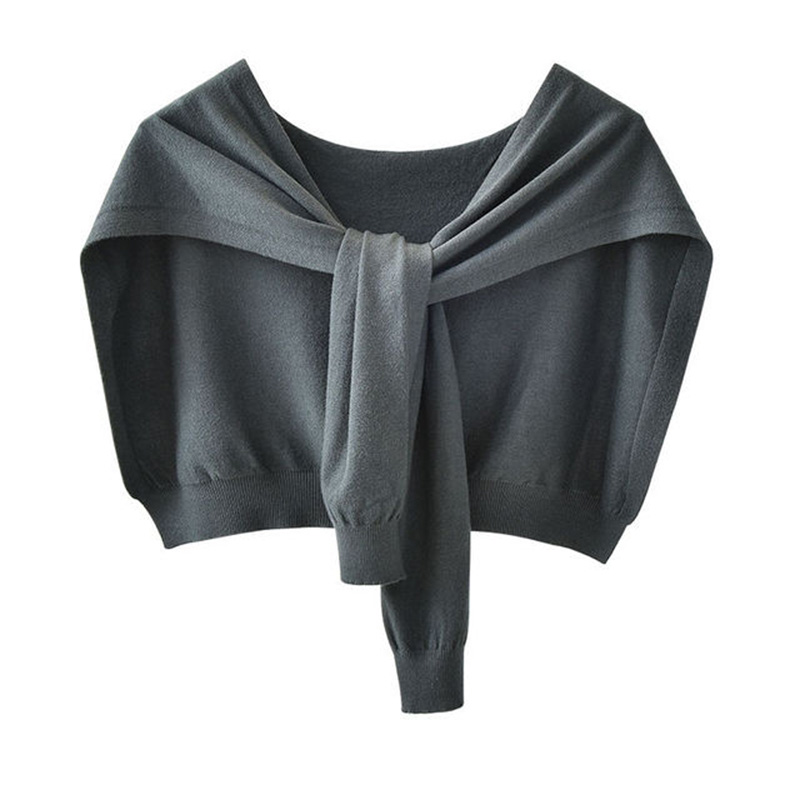 Écharpe de protection du cou pour femme coréenne, faux col, châle tricoté chaud en cachemire, chemisier en laine d'hiver, épaules, Cape nouée, Q36