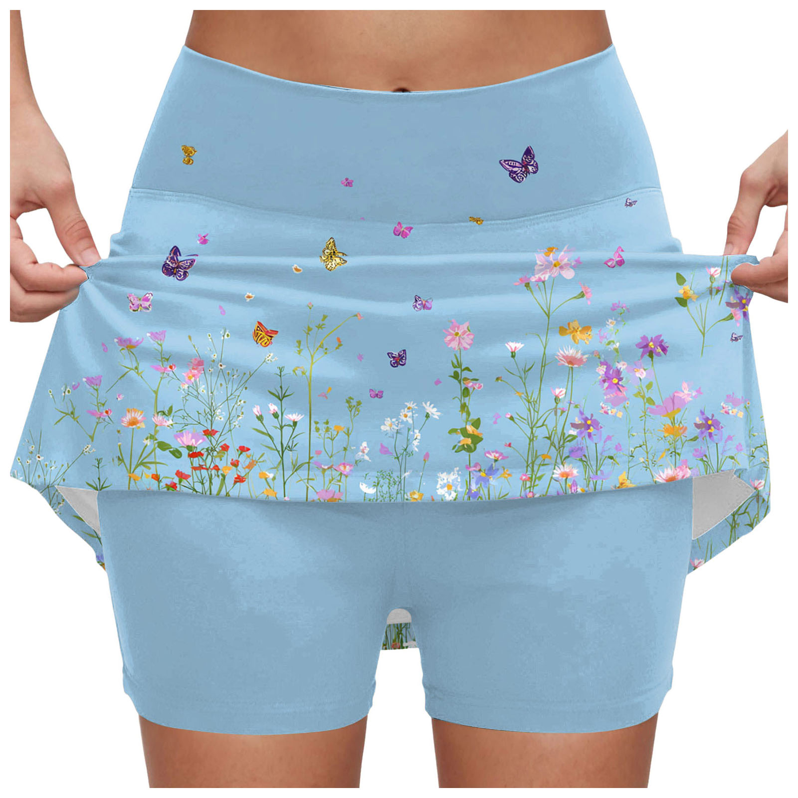 Jupes de sport pour femmes, avec short intégré, imprimé floral, taille haute, jupe-short pour la course, le tennis, le golf, short de yoga 2 en 1