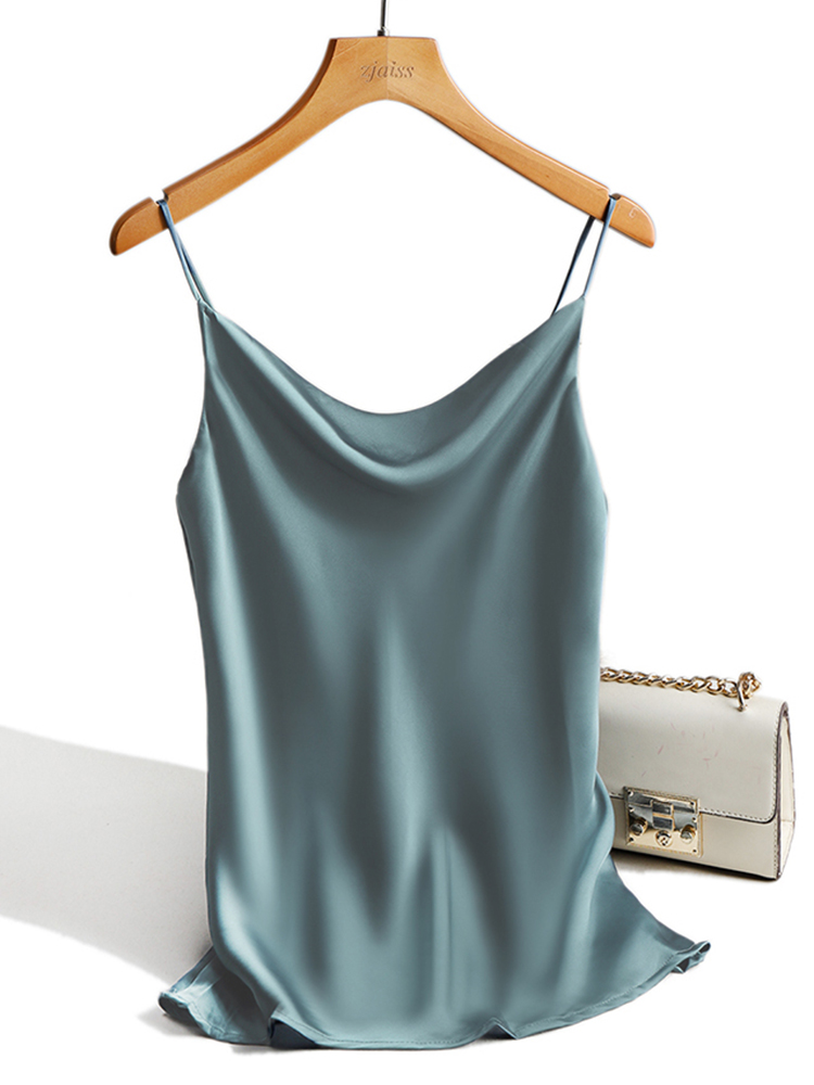 Débardeurs en satin de soie pour femme, été 2026, sexy, basiques, à fines bretelles, sans manches, camisoles, gilets, noir et blanc