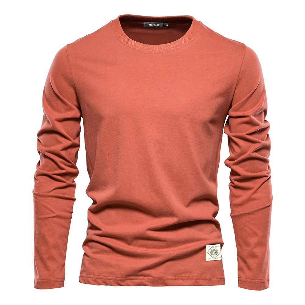 T-shirt pour hommes coton à manches longues T-shirts couleur unie manches pleine longueur pour printemps automne sous-vêtements vêtements pour hommes
