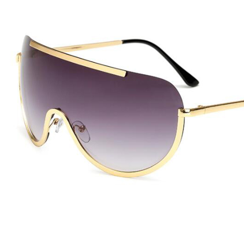 Lunettes de soleil Punk surdimensionnées en métal pour femmes, semi-sans monture, lentille de protection de styliste, grandes nuances, accessoires de mode féminine