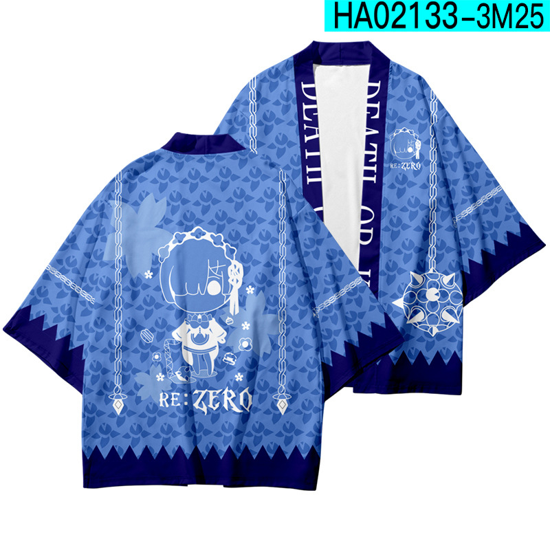 Kimono japonais Anime Re:Zero Kara Hajimeru Isekai Seikatsu Emilia Rem Ram, Costumes de Cosplay, Cardigan chemise, vêtements