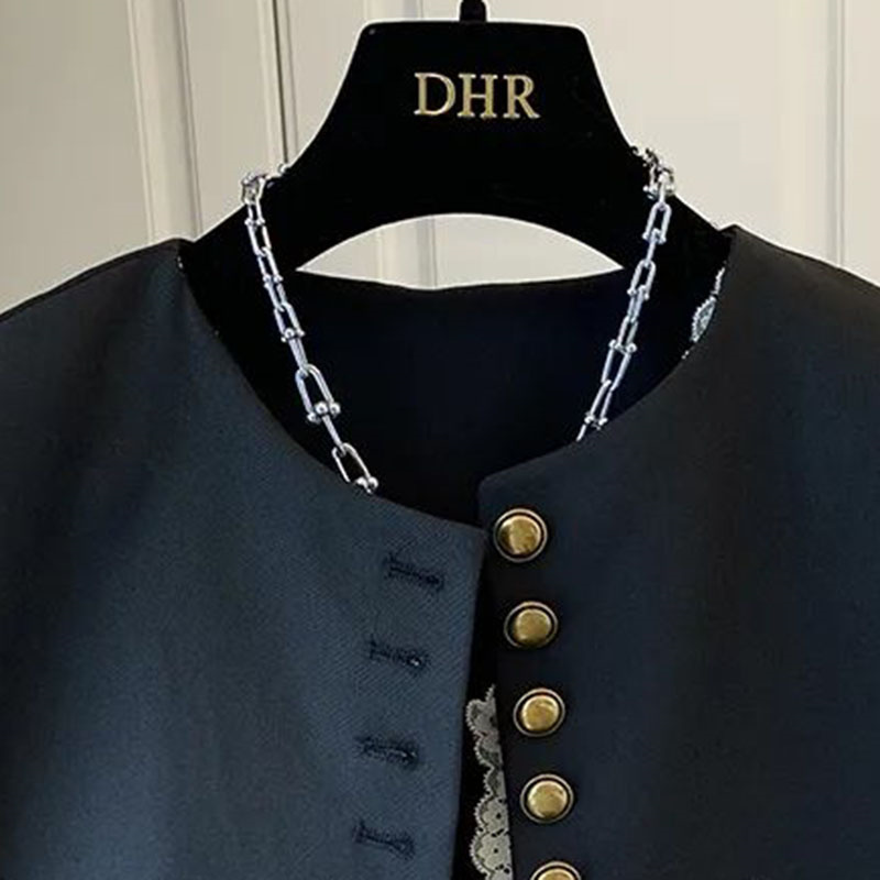 Femmes dentelle Patchwork gilet coréen col rond décontracté sans manches vestes 2025 femme gilet ample Vintage Chic hauts femmes vêtements