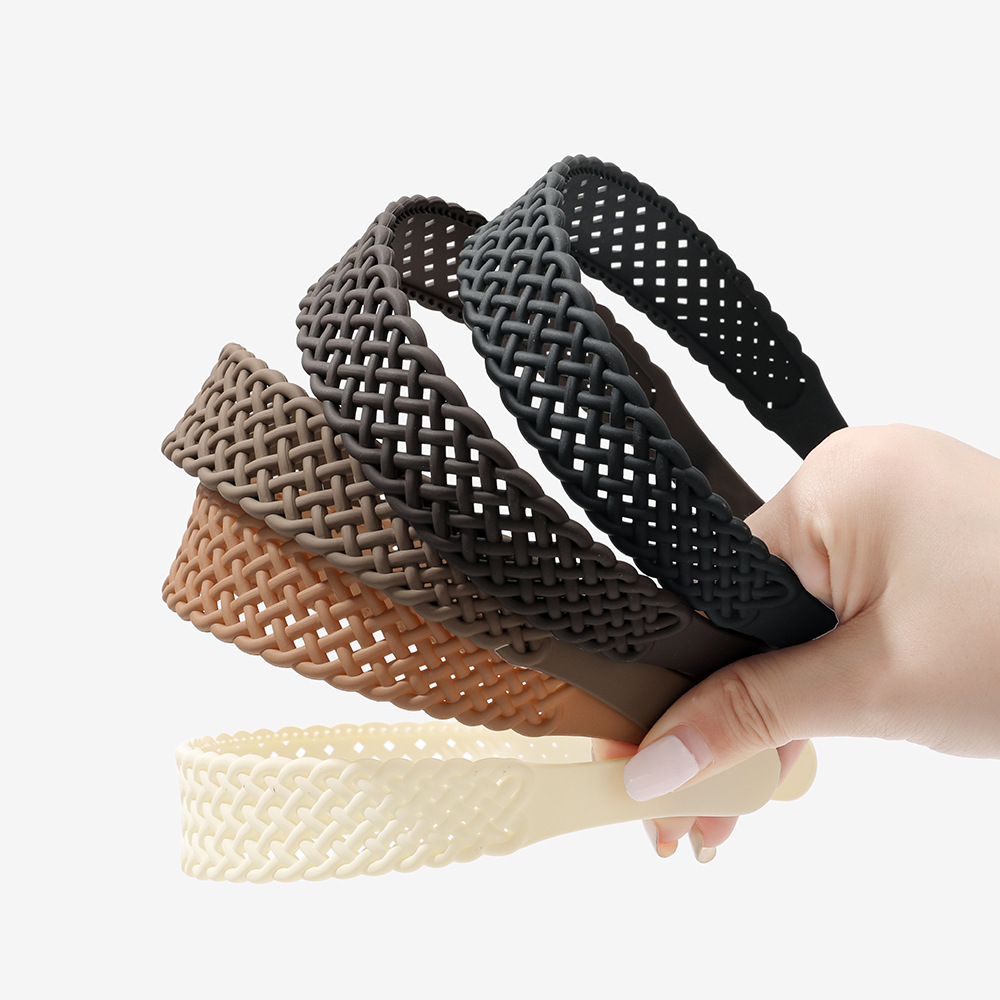Serre-tête ajouré tendance, large et polyvalent, couleur unie, accessoires capillaires simples pour tenue quotidienne, nouveau couvre-chef