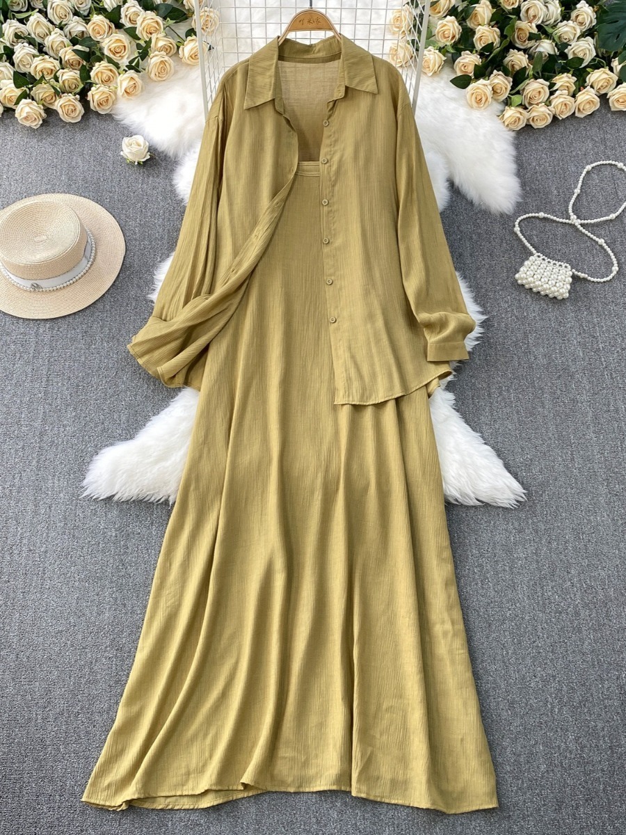 Robe chemise pour femmes musulmanes, ensemble deux pièces, costumes modestes solides, Ensemble musulman du Ramadan, Maroc, dubaï, Abayas, tenues islamiques Jalabiya