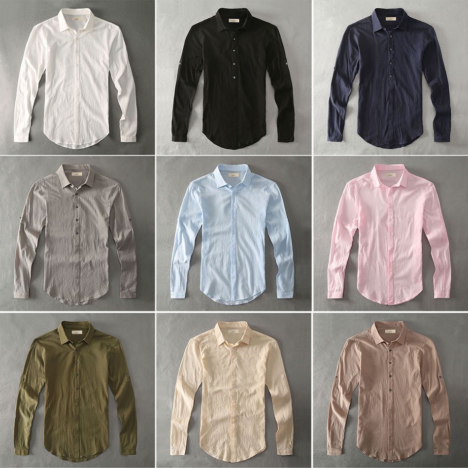 Chemises hawaïennes décontractées pour hommes, coton, lin, marque de créateur, coupe couvertes, manches longues, vêtements blancs pour hommes, printemps, automne