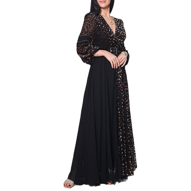 Robe Africaine à Manches sulfet Col en V pour Femme, Tenue de Soirée Noire, Maxi, Dashiki, Vêtements Africains, Printemps 2024