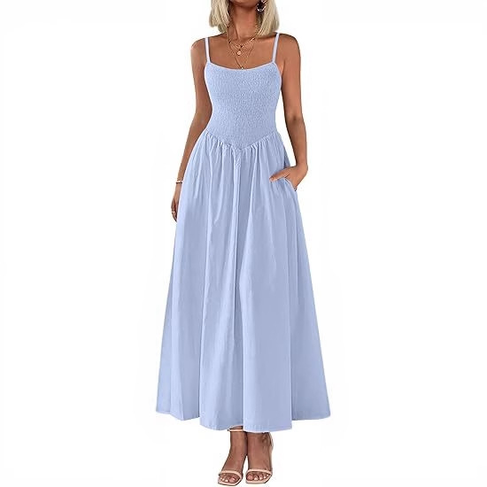 Robes longues élégantes et féminines pour les vacances d'été 2026, robe plissée à bretelles pour femmes, Vestidos Fiesta Mujer, Vestidos Fiesta