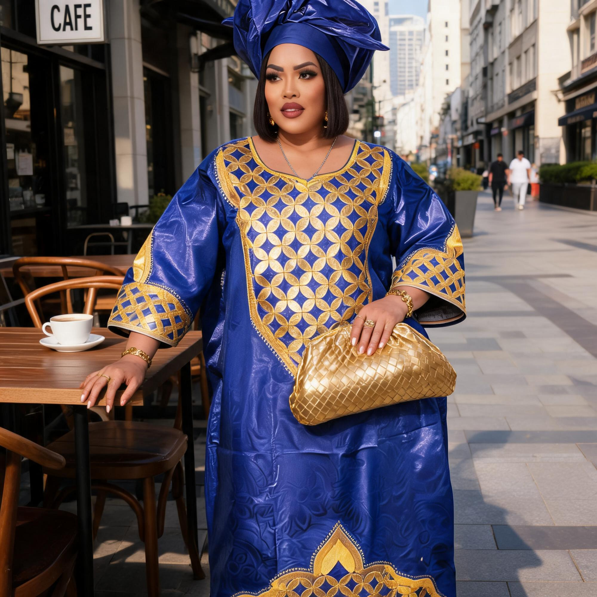 Robes africaines pour femmes, grandes tailles, en tissu Bazin Riche, avec broderies, robe longue et écharpe.