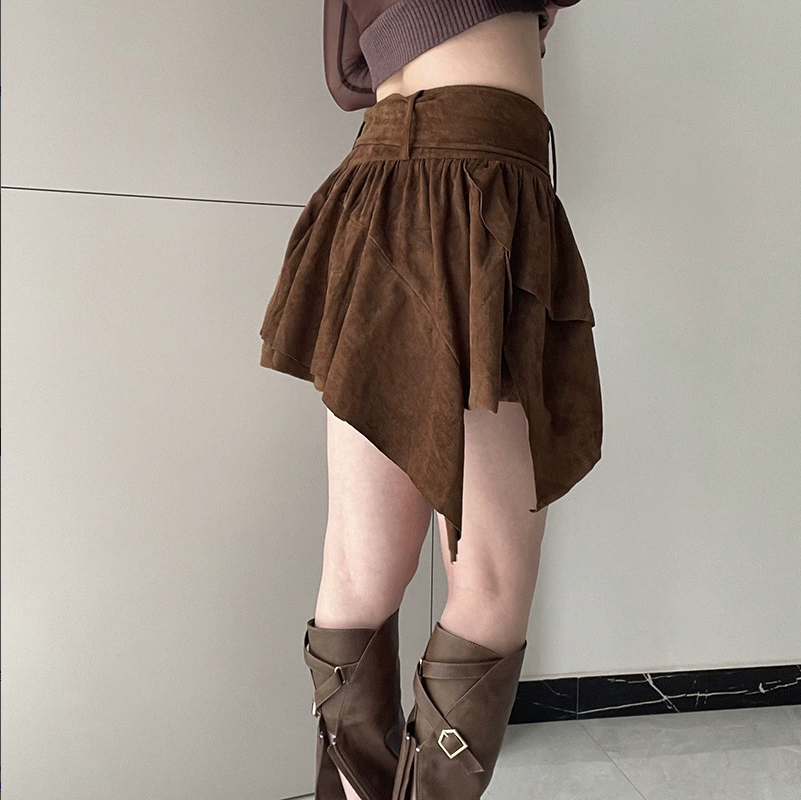 Jupe pour femmes, demi-jupe rétro multicouche épicée pour fille, avec taille haute irrégulière et longueur des jambes, nouvelle collection été 2025